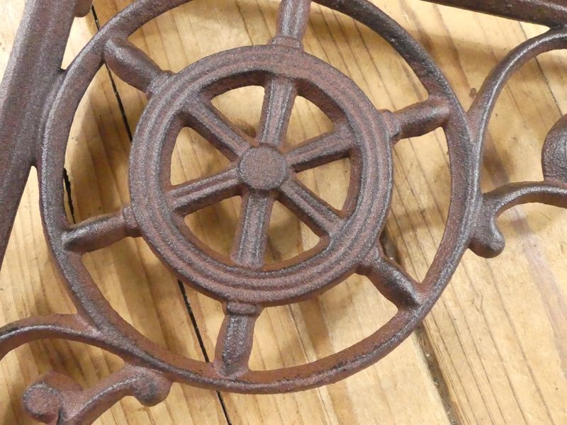 CAST IRON SHIP WHEEL SHELF BRACKETS