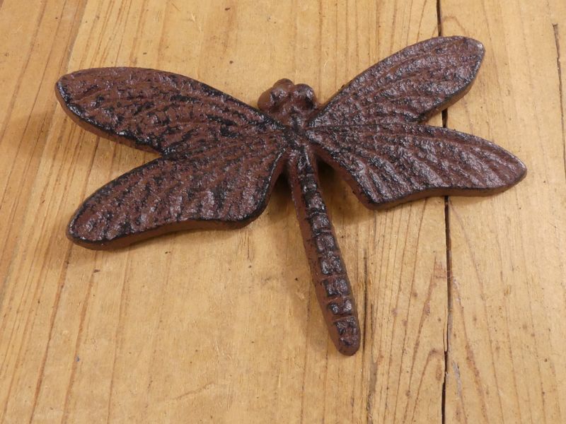 CAST IRON DRAGONFLY WALL DECOR WITH HANGING RING
