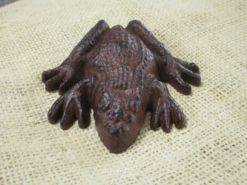 CAST IRON FROG PAPER WEIGHT DECOR GARDEN RUSTIC FARMHOUSE