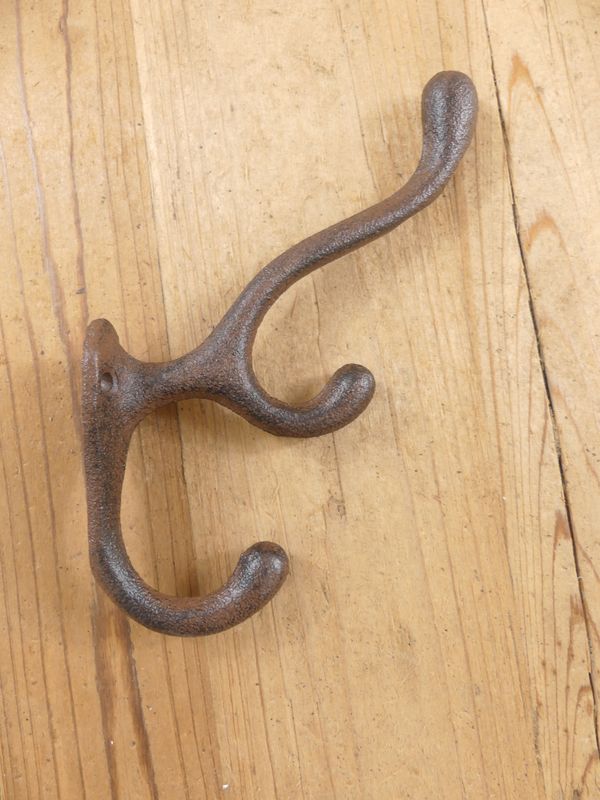 Cast Iron Triple Rustic Hat/Coat Hook