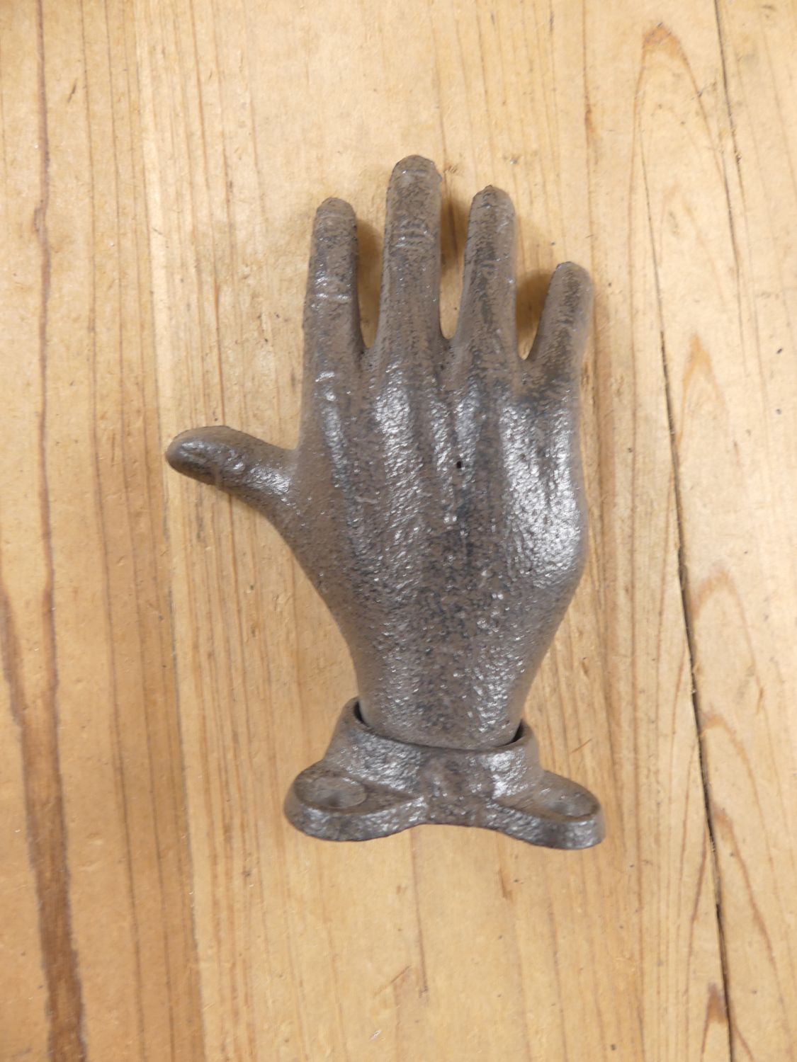 CAST IRON RUSTIC HAND, DOOR HANDLE, BOOK END, HOOK, 5" TALL
