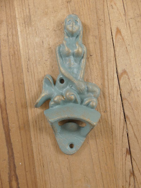 CAST IRON WALL MOUNTED MERMAID BOTTLE OPENER