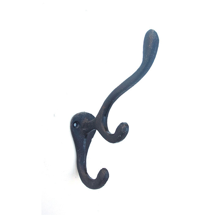 CAST IRON BLACK TRIPLE HAT /  COAT HOOK