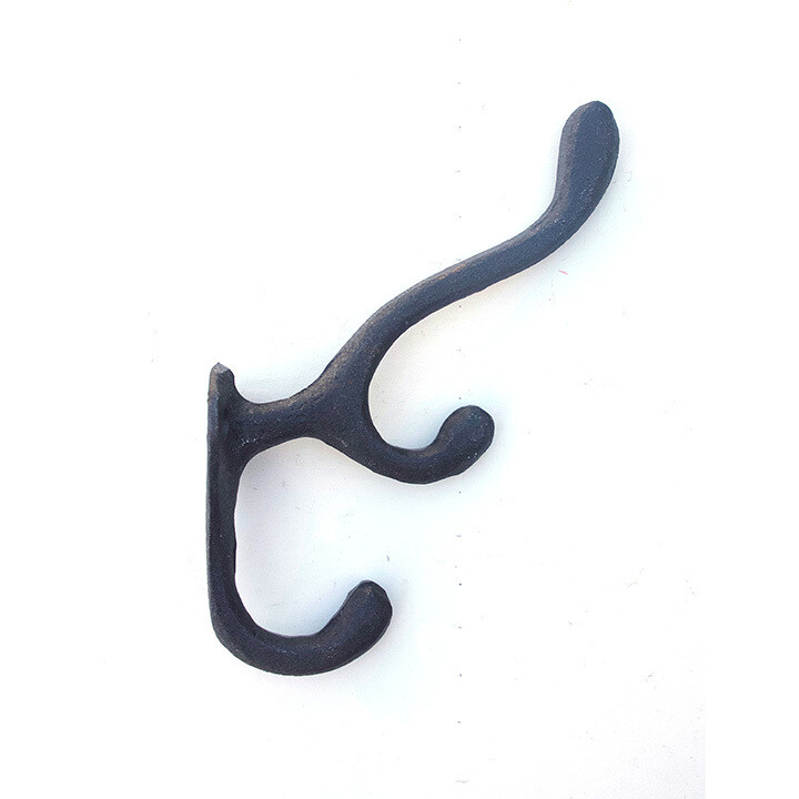 CAST IRON BLACK TRIPLE HAT / COAT HOOK