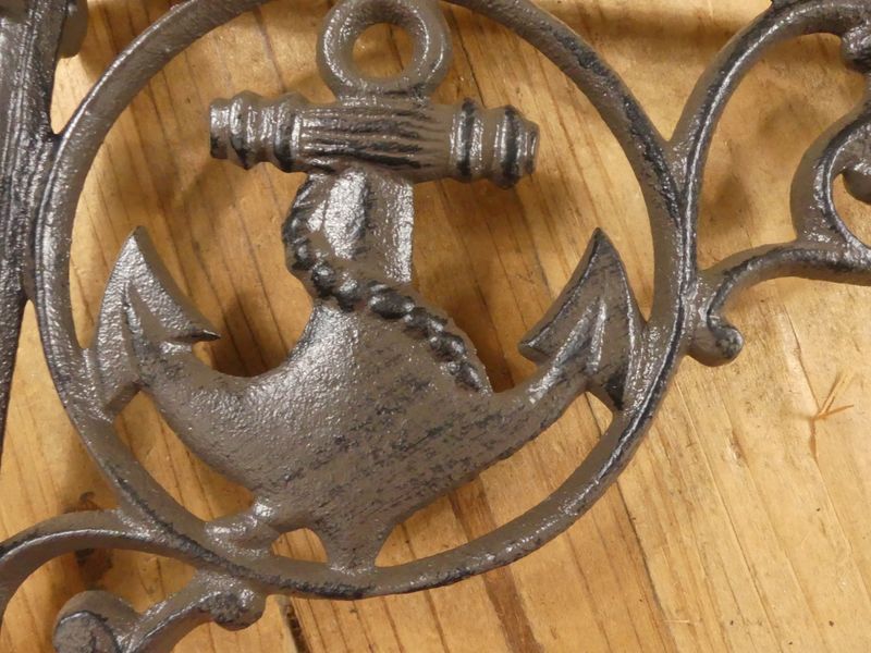 CAST IRON RUSTIC BOAT ANCHOR SHELF BRACKETS