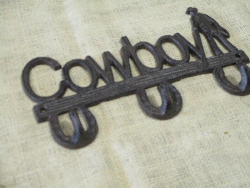 CAST IRON COWBOY COAT RACK WESTERN DECOR RUSTIC FARMHOUSE