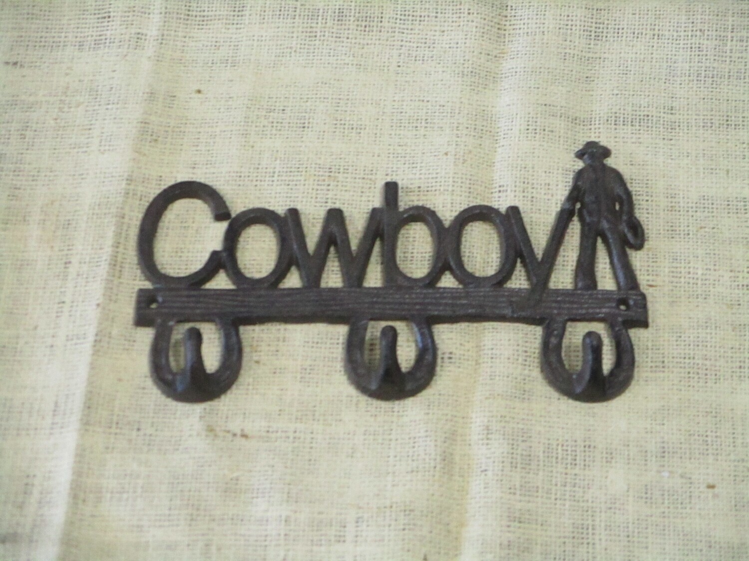 CAST IRON COWBOY COAT RACK WESTERN DECOR RUSTIC FARMHOUSE