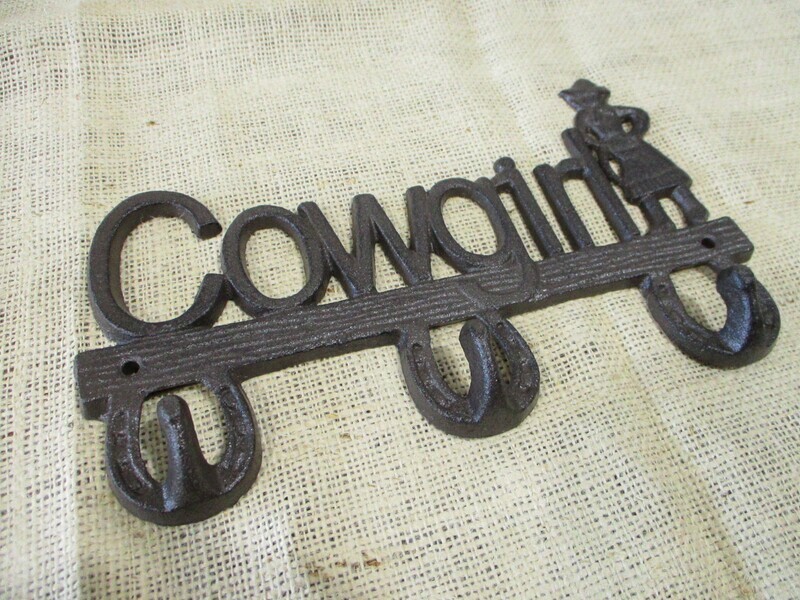 CAST IRON COWGIRL COAT RACK WESTERN DECOR RUSTIC FARMHOUSE