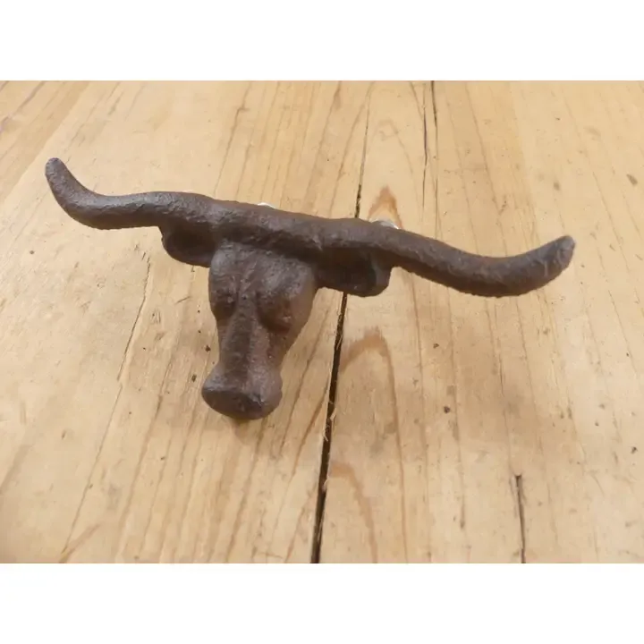RUSTIC CAST IRON BULL DRAWER PULL / KNOB
