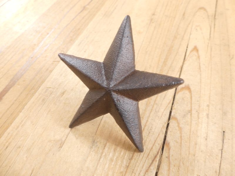 LARGE CAST IRON RUSTIC STAR NAIL,  3 1/2" WIDE