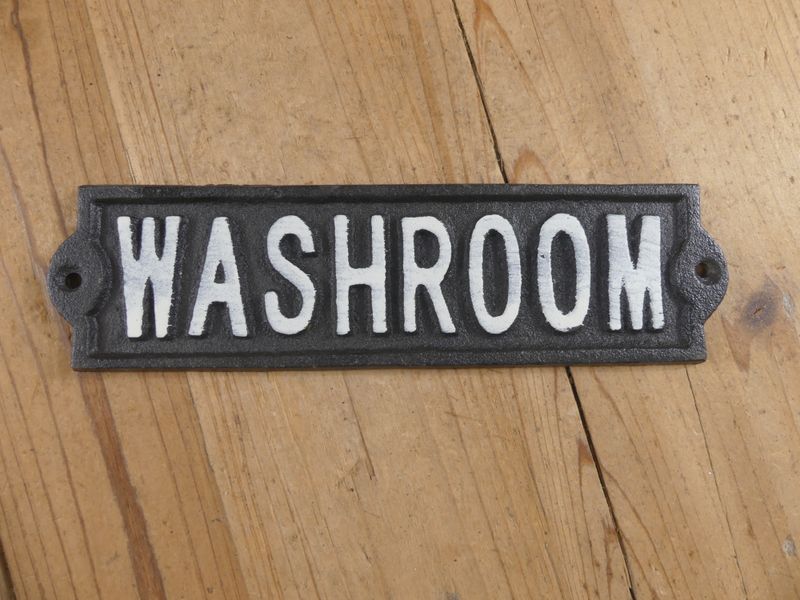 CAST IRON "WASHROOM" SIGN