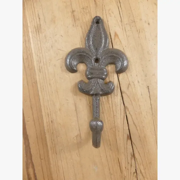 FLEUR DE LIS RUSTIC CAST IRON WALL HOOK