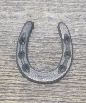 SMALL CAST IRON HORSESHOES , 2 SMALL CAST IRON HORSESHOES , 2" LONG
