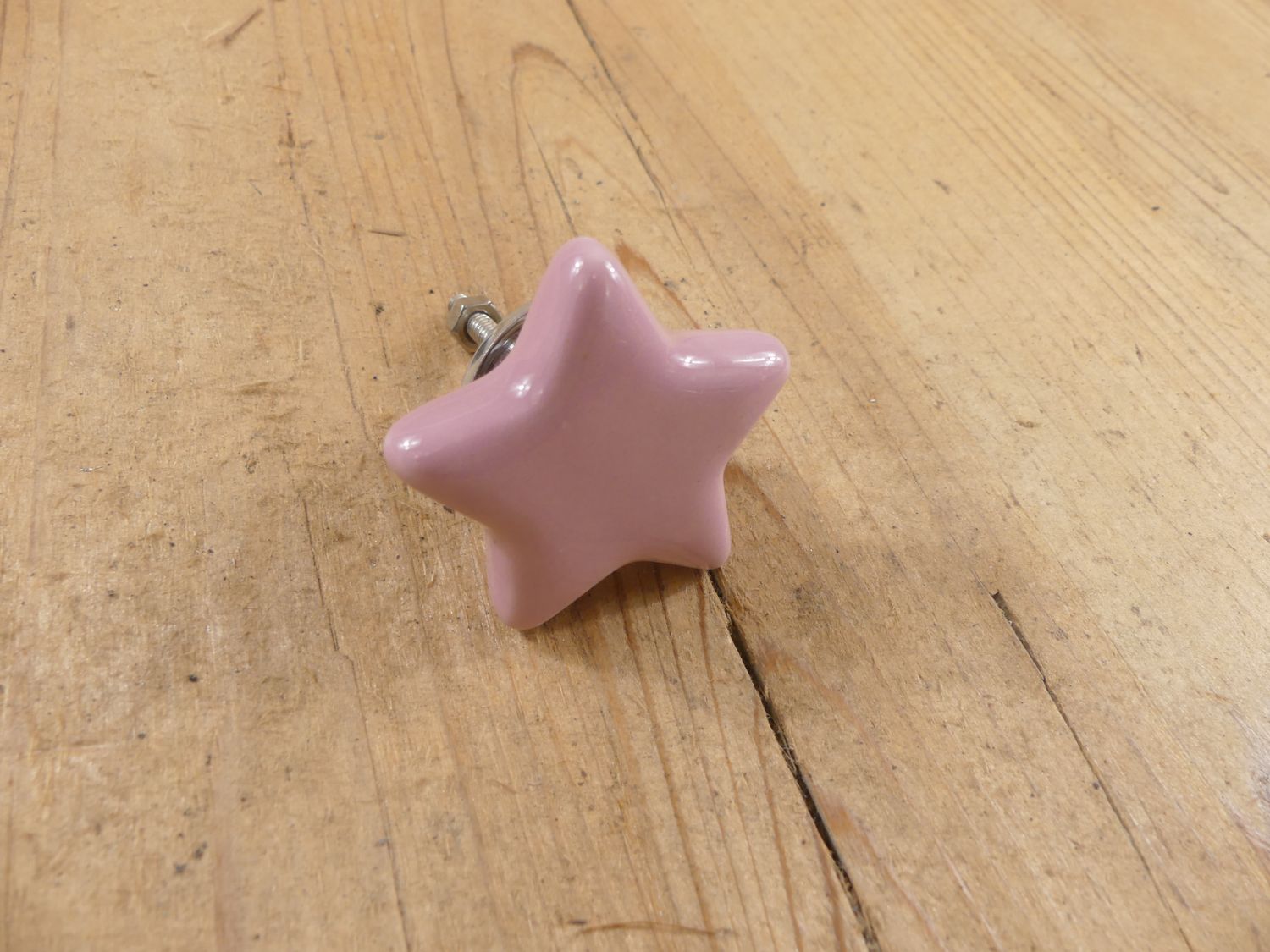 CERAMIC PINK STAR DRAWER PULL / KNOB