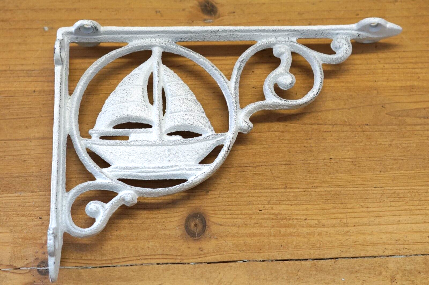 CAST IRON WHITE SAIL BOAT SHELF BRACKET