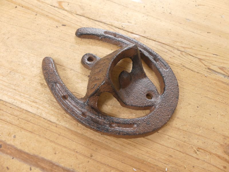 CAST IRON HORSESHOE "OPEN HERE" BOTTLE OPENER