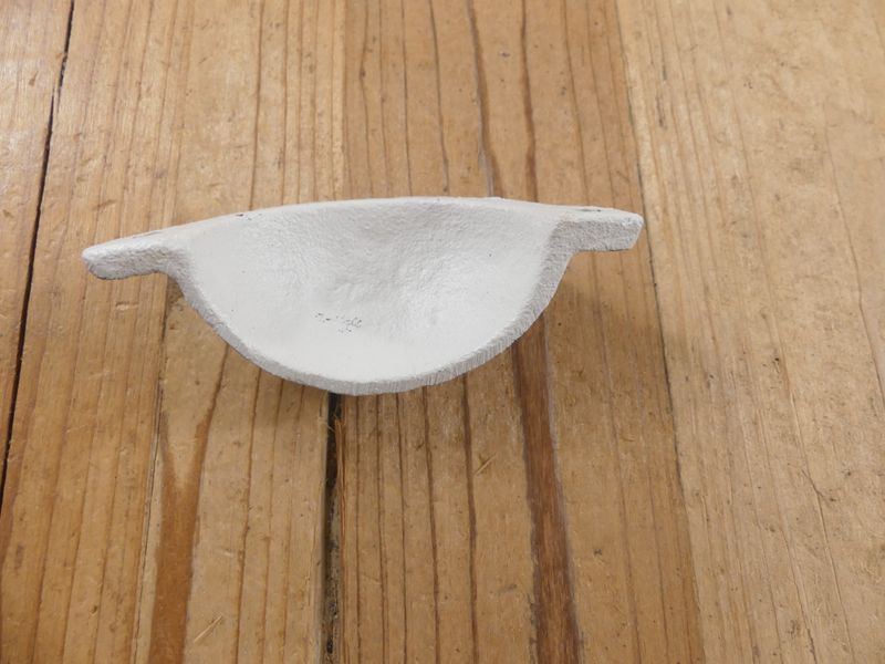 Distressed White Cast Iron Cup Drawer Pull