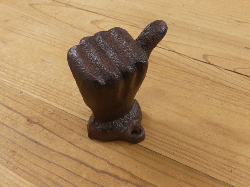 CAST IRON THUMBS UP HOOK/  DOOR KNOB