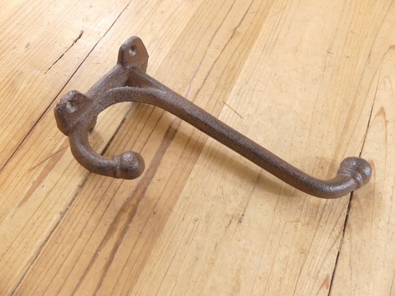 Rustic Heavy Duty Cast Iron Hook, 7 1/2" Long