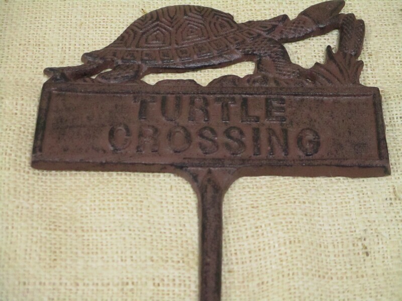 CAST IRON TURTLE CROSSING SIGN