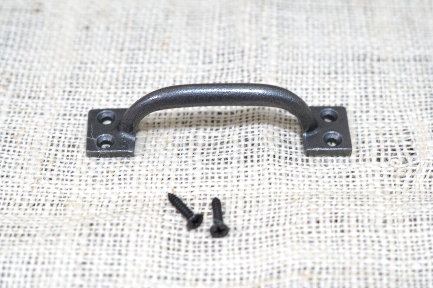 SMALL CAST IRON HANDLE / DRAWER PULL,  4" (NATURAL IRON COLOR)