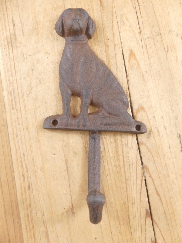 LARGE CAST IRON DOG HOOK