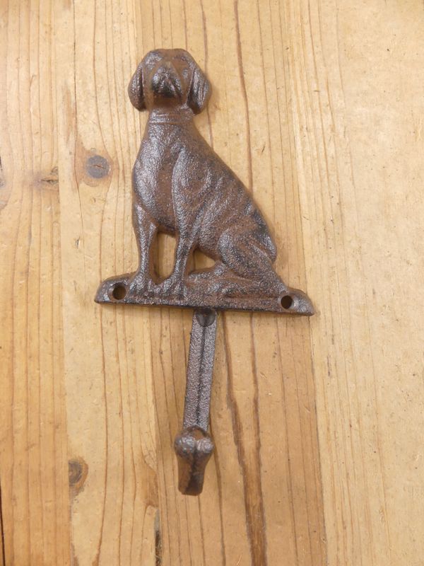 LARGE CAST IRON DOG HOOK