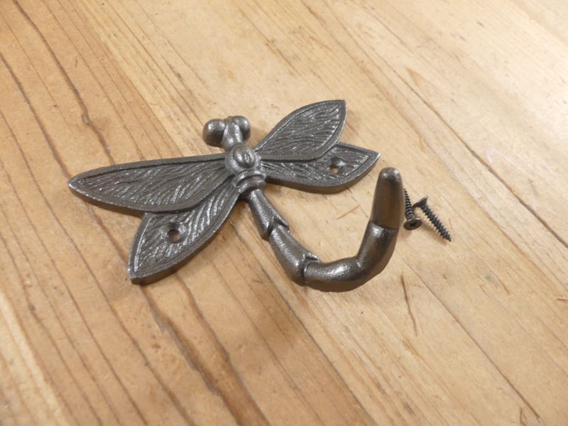 GLAZED IRON DRAGONFLY COAT HOOK