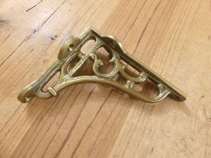 Small Cast Iron Brackets 4 1/4" X 3 1/2" Aged Gold Color