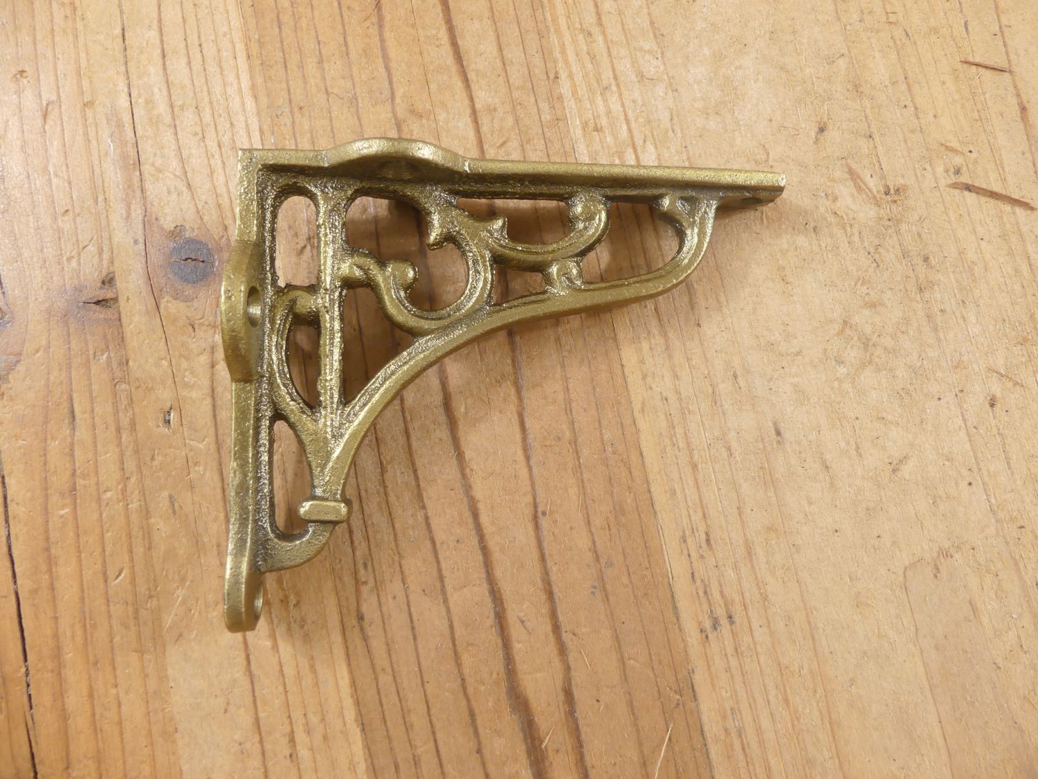 Small Cast Iron Brackets 4 1/4 Small Cast Iron Brackets 4 1/4" X 3 1/2" Aged Gold Color