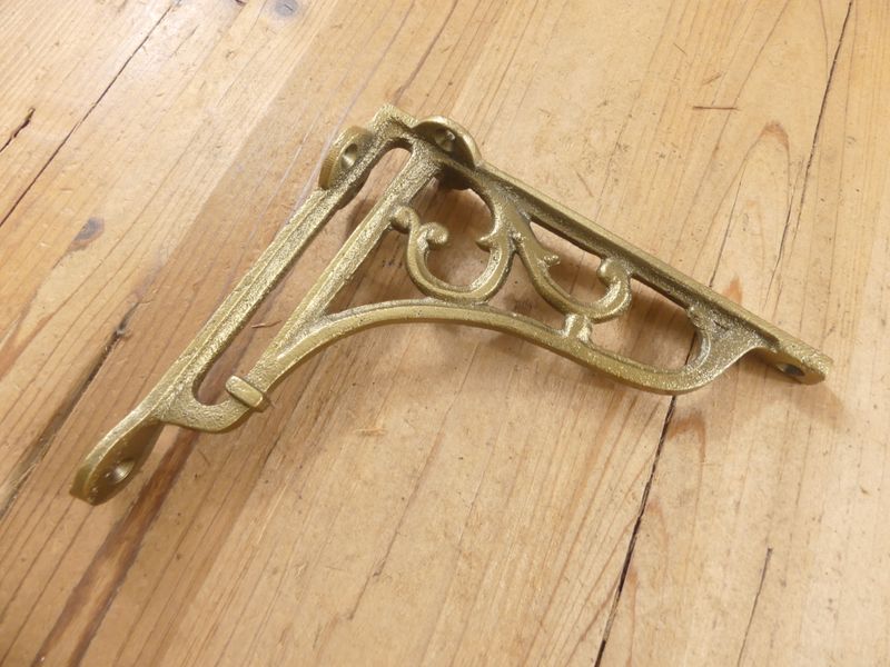 CAST IRON BRACKETS, 6" X 6 1/2" AGED GOLD COLOR