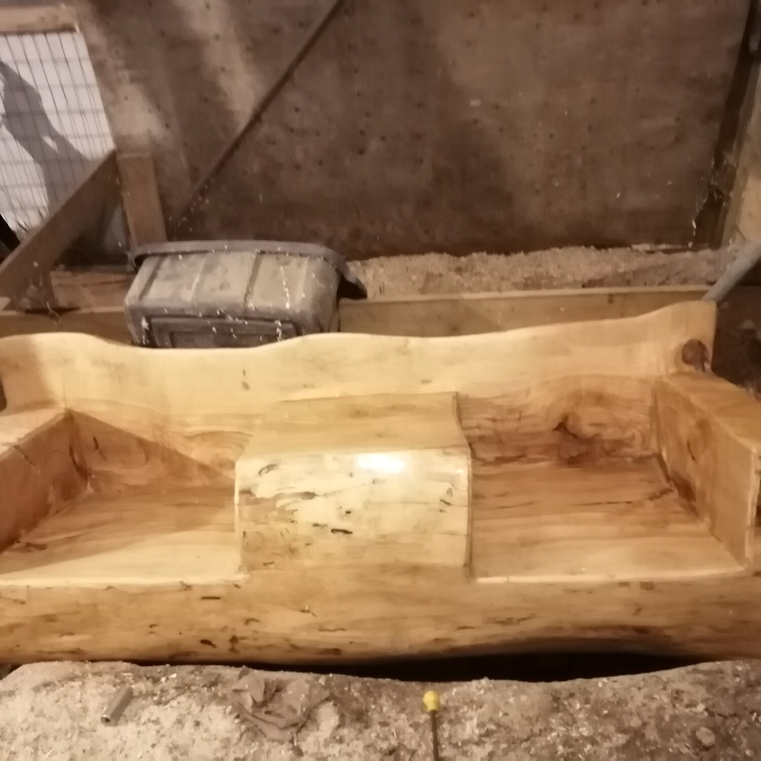 Hand carved wood bench