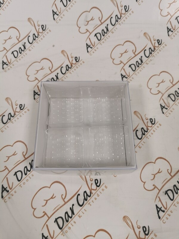 PVC Small box 4 square divider size 8x8x3 cm