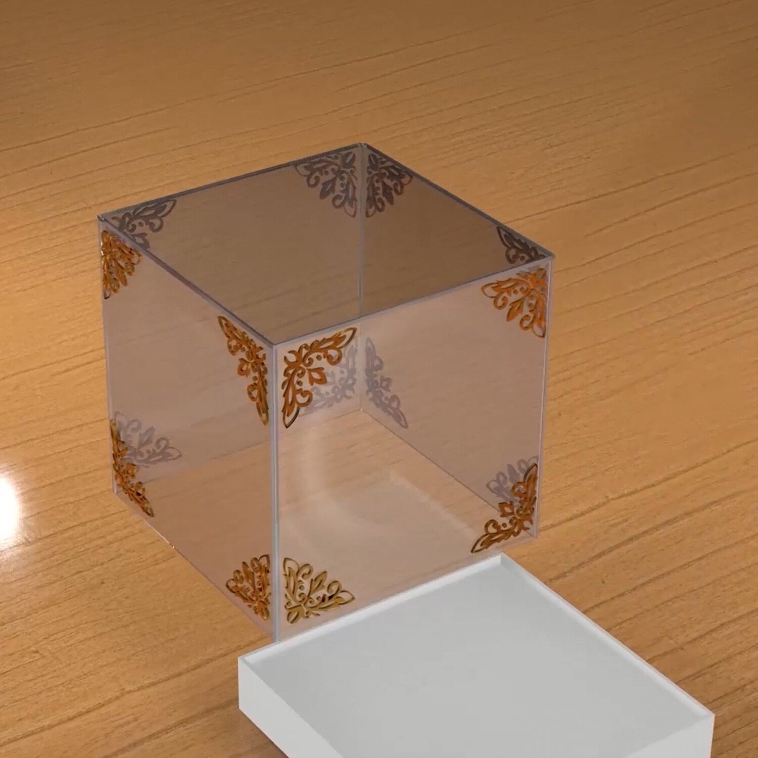 TOP COVER ACRYLIC GIFT BOX WITH WHITE BASE