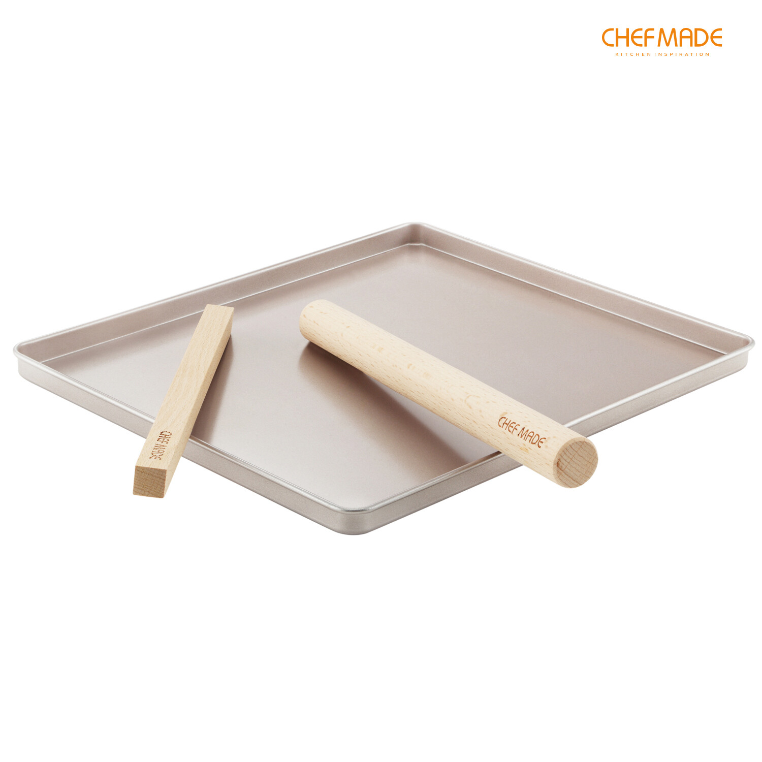 Non-Stick Carbon Steel Rimmed Sheet Pan Nougat Mold 12-Inch with 2 Wooden Sticks