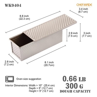 Non-Stick Corrugated Loaf Pan with Lid 300g