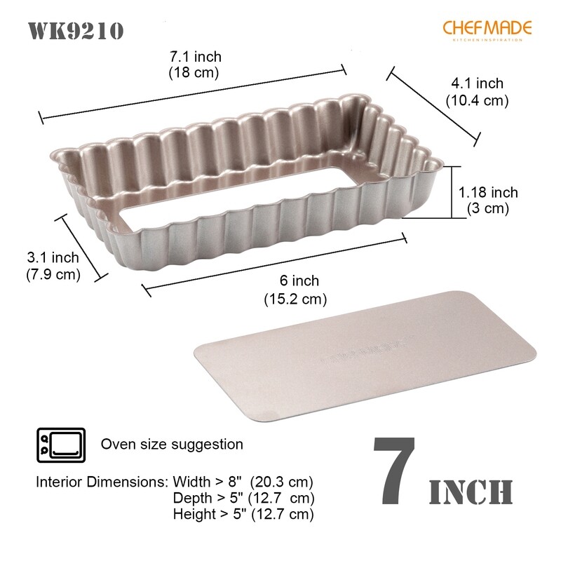 Non-Stick Rectangle Quiche Loose Bottom Pan 4x7"