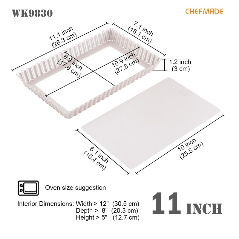 Non-Stick Rectangle Quiche Loose Bottom Pan 11"