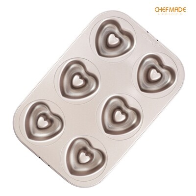 Non-Stick Heart-Shaped Donut Mold Pan 6-Cav