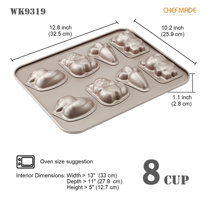 Non-Stick Animal Muffin Pan 8-Cav