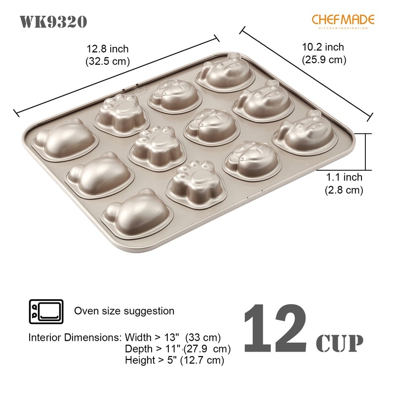 Non-Stick Animal Muffin Pan 12-Cav