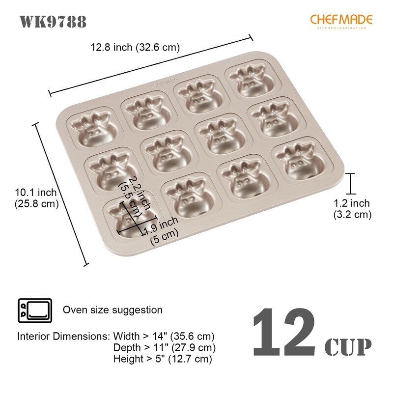 Non-Stick Animal Muffin Pan 12-Cav