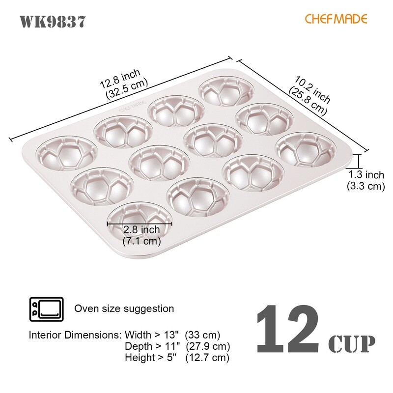 Non-Stick Soccer-Shaped Pan 12-Cav