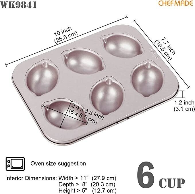 Non-Stick Lemon-Shaped Muffin Pan 6-Cav