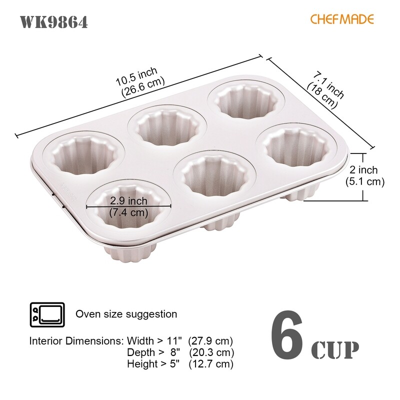 Non-Stick Canele Muffin Pan 6-Cav