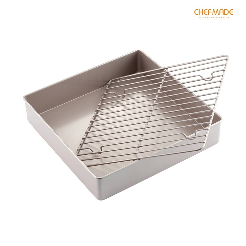 Non-Stick Square Deep Baking/Roasting Pan with Rack 11-Inch