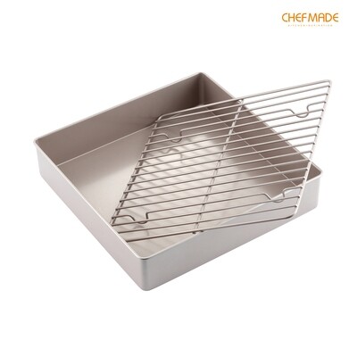 Non-Stick Square Deep Baking/Roasting Pan with Rack 11-Inch