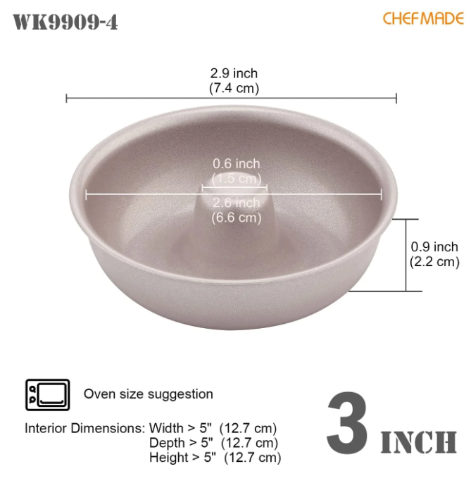 Non-Stick Mini Donut Pan 3" (4pcs)