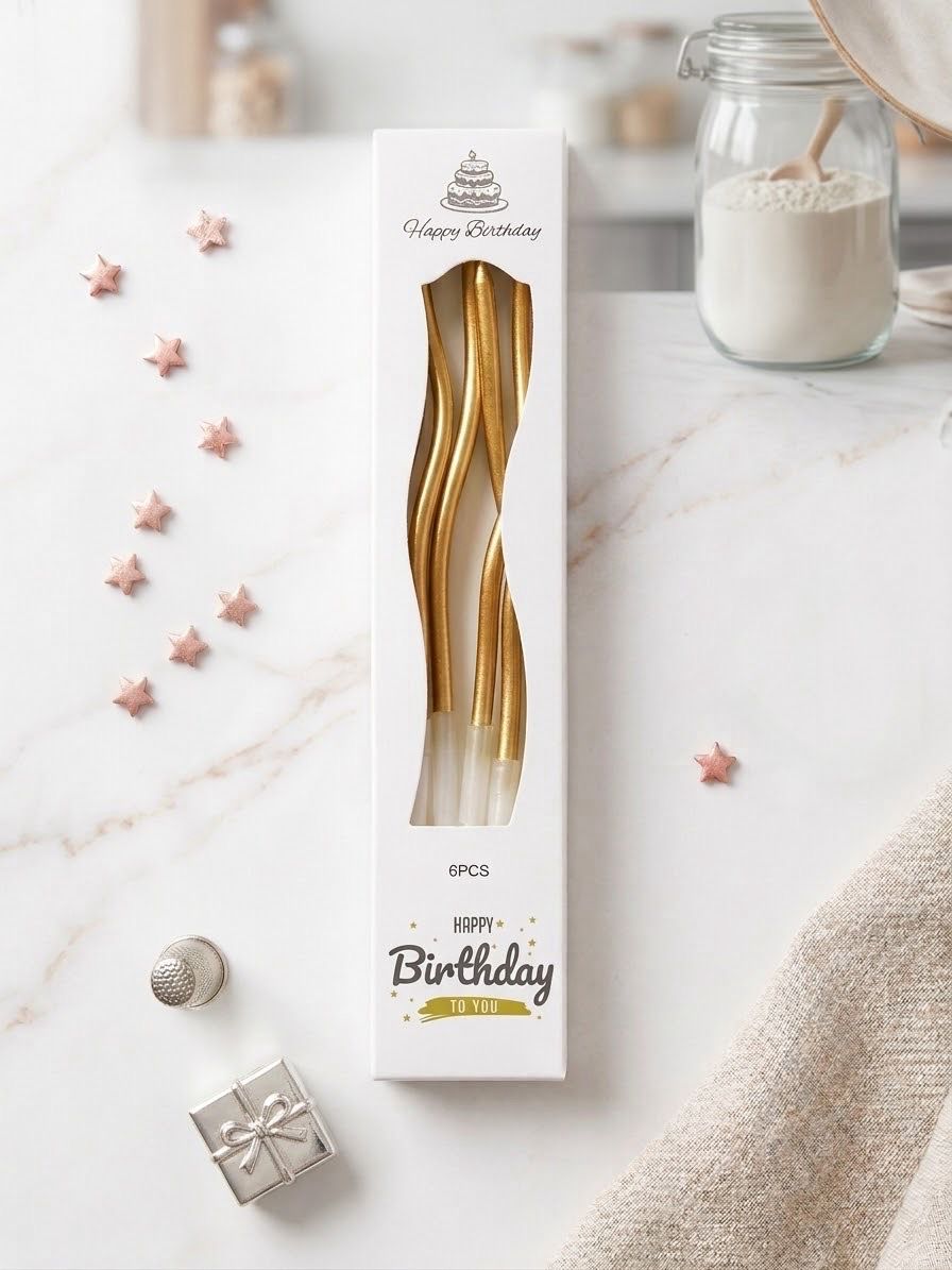Birthday Candle 6pc - Gold