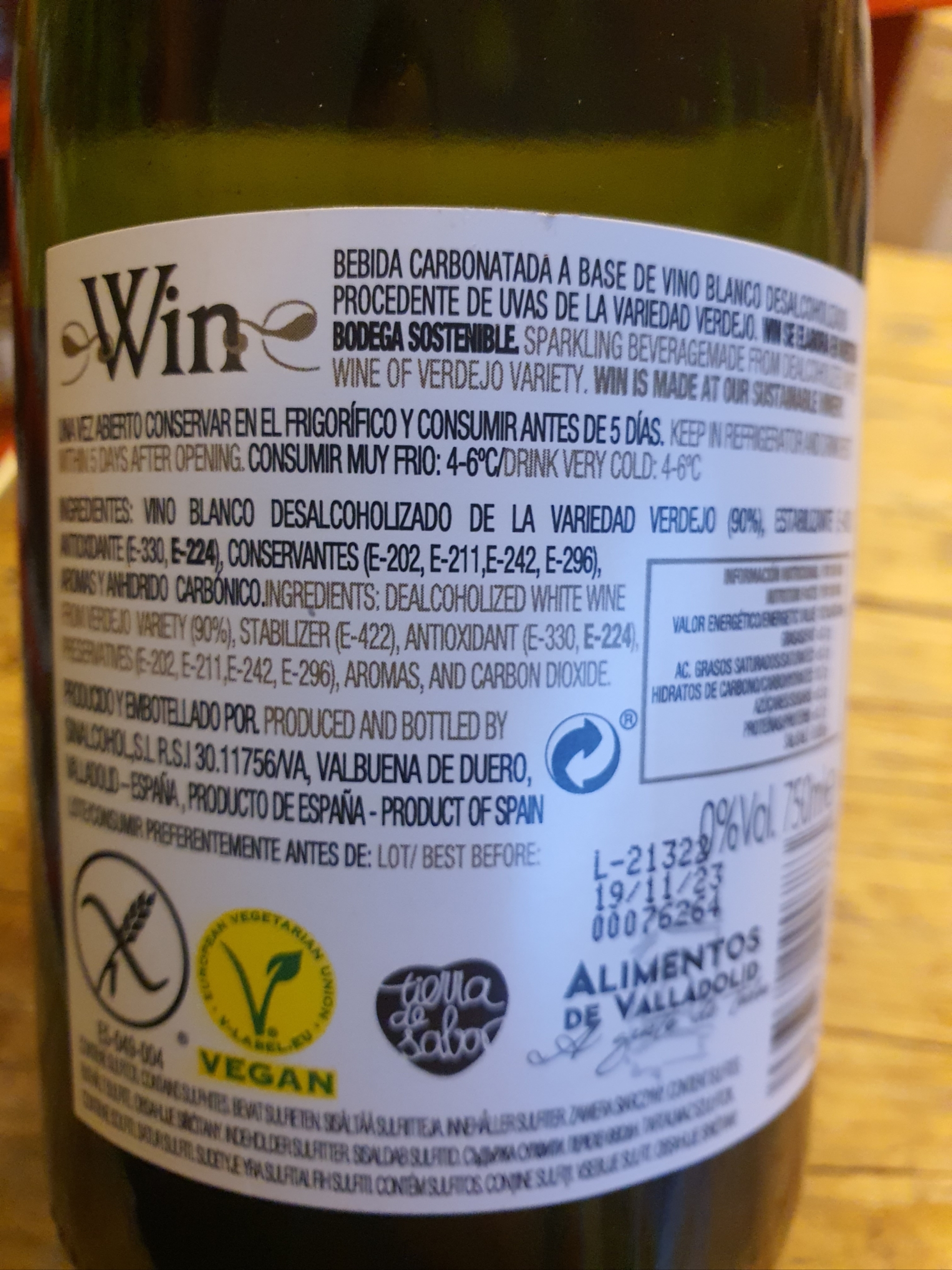 Win Sparkling Verdejo De-alcoholised